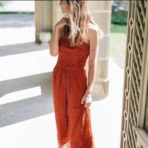Anthropologie Greylin Orange Stowe Lace Jumpsuit